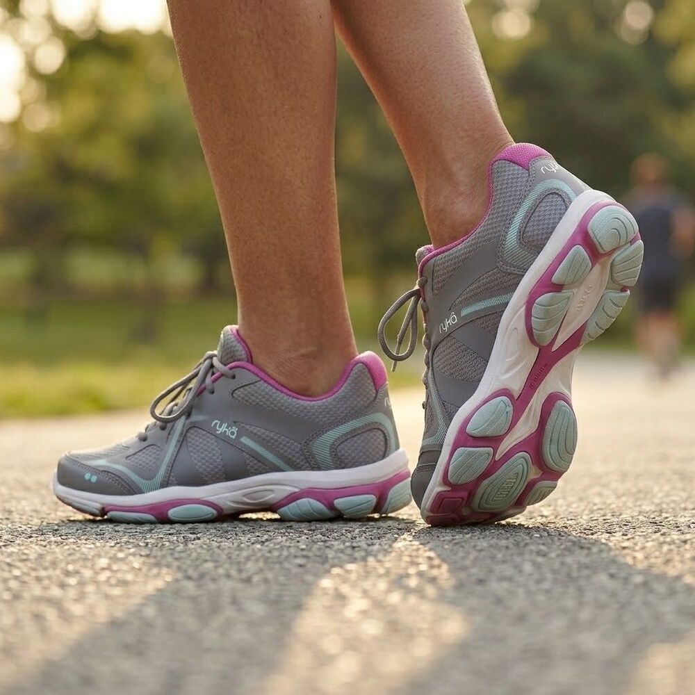 Ryka Influence Women's Training Sneaker Size 9 Grey Rose Pink Aqua Walking Gym